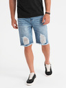 Ombre Clothing Pánske krátke džínsové šortky s dierami a trhlinami - svetlo modré