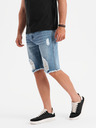 Ombre Clothing Pánske krátke džínsové šortky s dierami a trhlinami - svetlo modré
