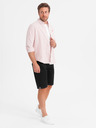 Ombre Clothing Pánske klasické chino šortky s ohrnutým lemom - čierne
