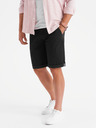 Ombre Clothing Pánske klasické chino šortky s ohrnutým lemom - čierne