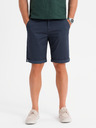 Ombre Clothing Pánske klasické chino šortky s ohrnutým lemom - tmavo modré
