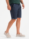 Ombre Clothing Pánske klasické chino šortky s ohrnutým lemom - tmavo modré