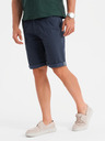 Ombre Clothing Pánske klasické chino šortky s ohrnutým lemom - tmavo modré