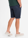 Ombre Clothing Pánske klasické chino šortky s ohrnutým lemom - tmavo modré