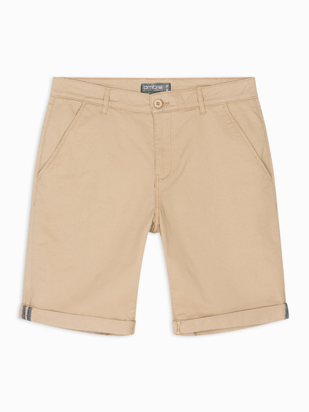 Ombre Clothing Pánske klasické chino šortky s ohrnutým lemom - béžové