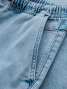Ombre Clothing Pánske krátke džínsové šortky s ozdobným prešívaním - svetlomodré