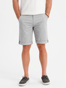 Ombre Clothing Pánske klasické chino šortky s ohrnutým lemom - sivé