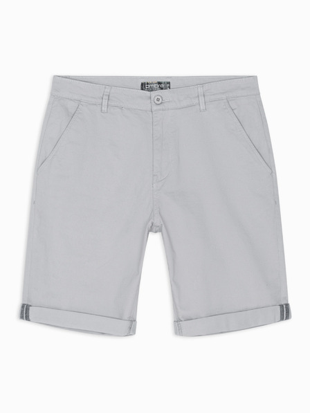 Ombre Clothing Pánske klasické chino šortky s ohrnutým lemom - sivé