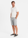 Ombre Clothing Pánske klasické chino šortky s ohrnutým lemom - sivé