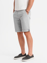 Ombre Clothing Pánske klasické chino šortky s ohrnutým lemom - sivé