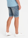 Ombre Clothing Pánske džínsové šortky s ohrnutým lemom - svetlomodré