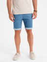 Ombre Clothing Pánske džínsové šortky s ohrnutým lemom - svetlomodré