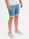 Ombre Clothing Pánske džínsové šortky s ohrnutým lemom - svetlomodré