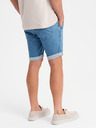 Ombre Clothing Pánske džínsové šortky s ohrnutým lemom - svetlomodré
