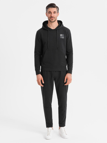 Ombre Clothing Pánska mikina s kapucňou + tepláky - čierna