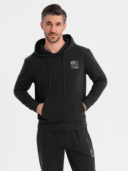 Ombre Clothing Pánska mikina s kapucňou + tepláky - čierna