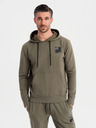 Ombre Clothing Pánska mikina s kapucňou + tepláky - olivová