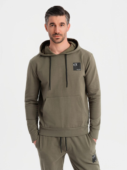 Ombre Clothing Pánska mikina s kapucňou + tepláky - olivová