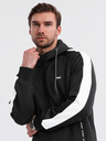 Ombre Clothing Pánska mikina na zips s kapucňou a lemovaním - čierna