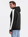 Ombre Clothing Pánska mikina na zips s kapucňou a lemovaním - čierna