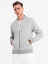 Ombre Clothing Pánska pletená bunda bomber - sivá