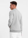 Ombre Clothing Pánska pletená bunda bomber - sivá