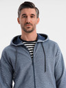 Ombre Clothing Pánska mäkko štruktúrovaná mikina s kapucňou - tmavo modrá