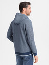 Ombre Clothing Pánska mäkko štruktúrovaná mikina s kapucňou - tmavo modrá