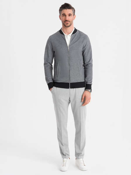 Ombre Clothing Pánska pletená bunda bomber - čierna