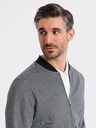 Ombre Clothing Pánska pletená bunda bomber - čierna