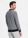 Ombre Clothing Pánska pletená bunda bomber - čierna