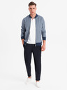 Ombre Clothing Pánska pletená bunda bomber - tmavo modrá
