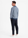 Ombre Clothing Pánska pletená bunda bomber - tmavo modrá