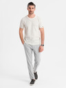 Ombre Clothing Pánske pletené tričko s jemnou textúrou - biele