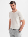 Ombre Clothing Pánske pletené tričko s jemnou textúrou - biele