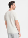 Ombre Clothing Pánske pletené tričko s jemnou textúrou - biele