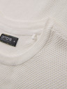 Ombre Clothing Pánske pletené tričko s jemnou textúrou - biele