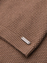 Ombre Clothing Pánska pletená košeľa s jemnou textúrou - svetlohnedá