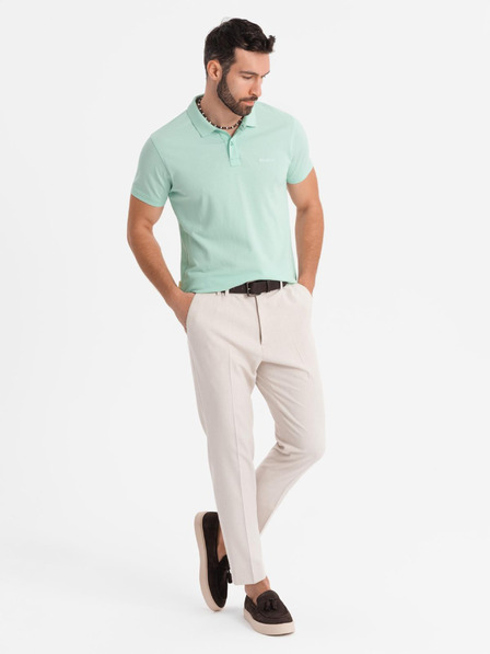 Ombre Clothing Bavlnená polokošeľa z piké úpletu - mätová