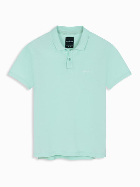 Ombre Clothing Bavlnená polokošeľa z piké úpletu - mätová