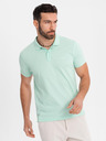 Ombre Clothing Bavlnená polokošeľa z piké úpletu - mätová
