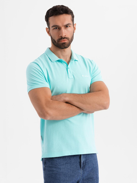 Ombre Clothing Bavlnená polokošeľa z piké úpletu - modrá