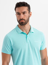 Ombre Clothing Bavlnená polokošeľa z piké úpletu - modrá