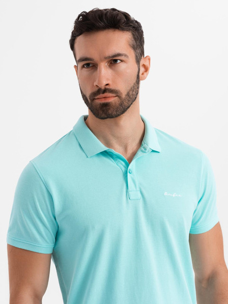 Ombre Clothing Bavlnená polokošeľa z piké úpletu - modrá