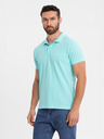 Ombre Clothing Bavlnená polokošeľa z piké úpletu - modrá