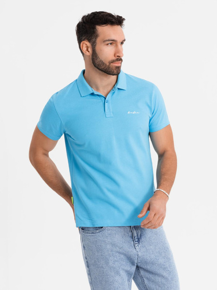 Ombre Clothing Bavlnená polokošeľa z piké úpletu - svetlomodrá
