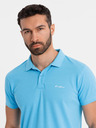 Ombre Clothing Bavlnená polokošeľa z piké úpletu - svetlomodrá