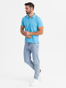 Ombre Clothing Bavlnená polokošeľa z piké úpletu - svetlomodrá