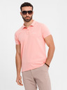 Ombre Clothing Bavlnená polokošeľa z piké úpletu - ružová