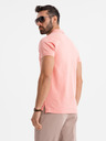 Ombre Clothing Bavlnená polokošeľa z piké úpletu - ružová